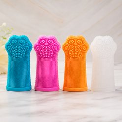 NonoPets Gentle Dental Cleaning Finger Silicone Dog Grooming Brush, Large, 4 count