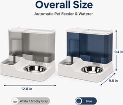 NonoPets Gravity Dispenser Station Elevated Base Dual Serving Areas Easy Refill Automatic & Removable Bowl Plastic Dog & Cat Feeder, Blue slide 2 of 9