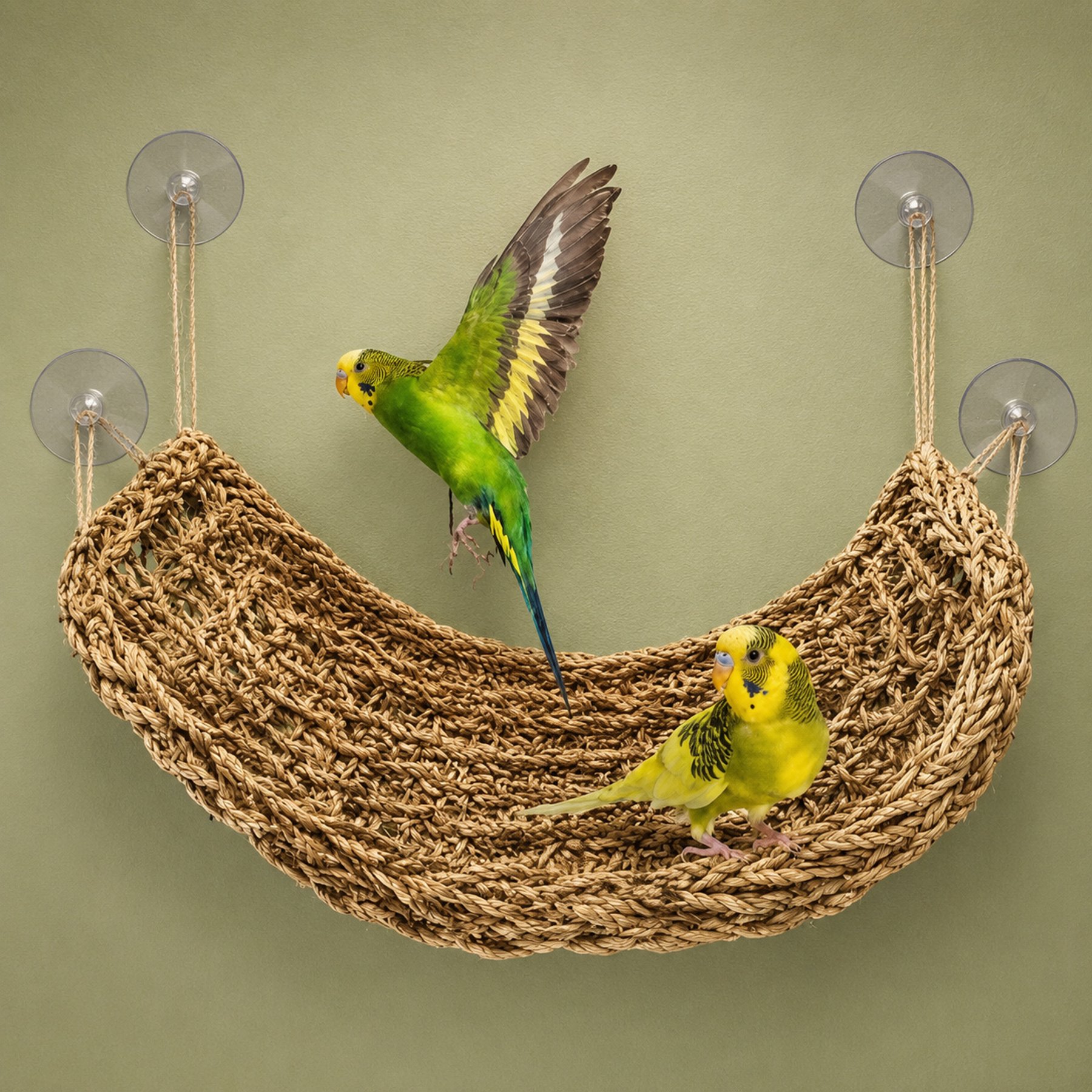 NonoPets Hand-Woven Natural Seagrass Durable Climbing Bridge & Resting Mat Bird Hammock