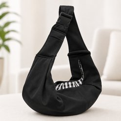 NonoPets Hands-Free Adjustable Shoulder Strap Sling Dog & Cat Carrier, Black