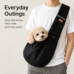 NonoPets Hands-Free Breathable Mesh Shoulder Strap Sling Dog & Cat Carrier with Adjustable Strap, Beige slide 2 of 9