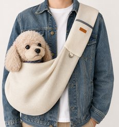NonoPets Hands-Free Breathable Mesh Shoulder Strap Sling Dog & Cat Carrier with Adjustable Strap, Beige