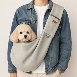 NonoPets Hands-Free Breathable Mesh Shoulder Strap Sling Dog & Cat Carrier with Adjustable Strap, Grey