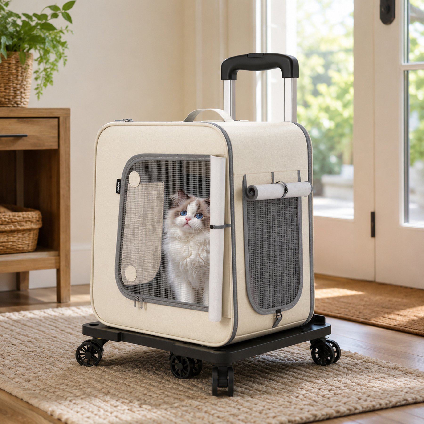 NonoPets High-Mobility Rolling Travel Cabin & Silent-Glide Multi-Terrain Trolley Dog & Cat Carrier