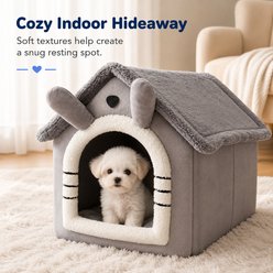 NonoPets Indoor House Washable Plush Tent with Removable Cushion & Non-Slip Bottom Covered Dog & Cat Bed, Medium slide 2 of 9