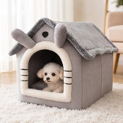 NonoPets Indoor House Washable Plush Tent with Removable Cushion & Non-Slip Bottom Covered Dog & Cat Bed, Medium