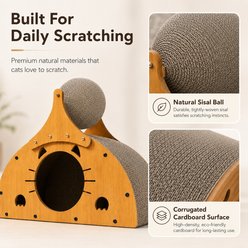 NonoPets Indoor Multi-Functional 18.5-in Polyester Cat Scratcher & Condo, Wood slide 2 of 8
