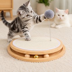 NonoPets Interactive Enrichment Wooden Sisal 6.3-in Modern Cat Scratching Board with Rolling Balls