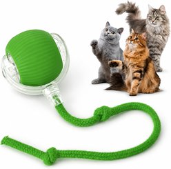 NonoPets Long Rope & Feather Ball Cat Toy, Green