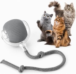NonoPets Long Rope & Feather Ball Cat Toy, Grey