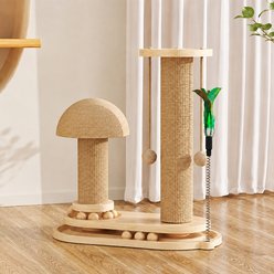 NonoPets Modern Mushroom Cat Tree with Sisal Scratching Column, Climbing Platform & Hanging Toys
