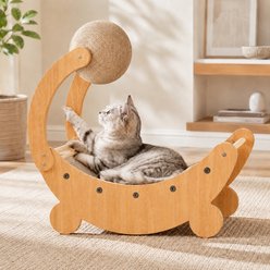 NonoPets Moon Shape 22-in Polyester Cat Scratching Board & Scratch Ball, Beige