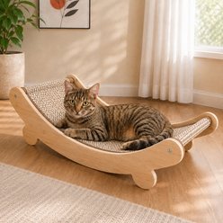 NonoPets Multi-Functional Rocking Cat Hammock Bed with Solid Wood Frame & Wear-Resistant Linen Mat