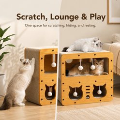 NonoPets Multi Window Condo Indoor Hideaway Interactive with Hanging Toys Modern Shelter Novelty Covered Cat House slide 2 of 9