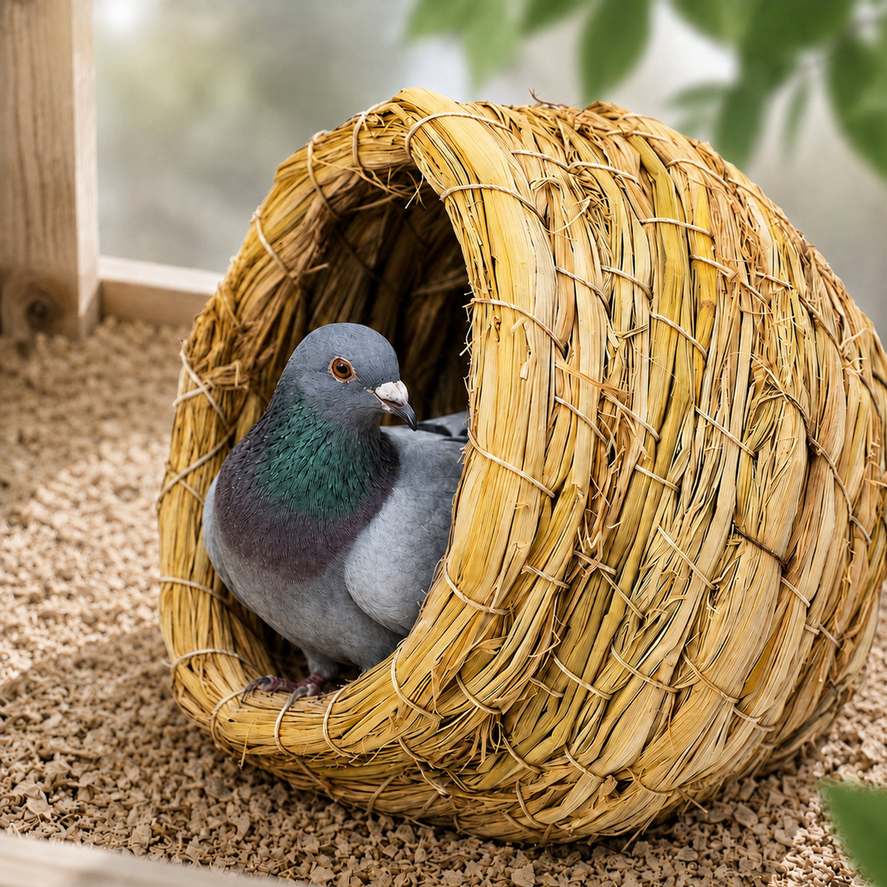 NonoPets Natural Hand-Woven Round Straw Eco-Friendly Breathable Breeding Hut Bird Nest