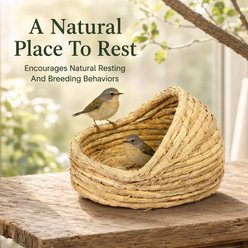 NonoPets Natural Hand-Woven Straw Eco-Friendly Breathable Breeding Hut Bird Nest slide 2 of 9