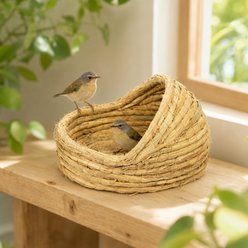 NonoPets Natural Hand-Woven Straw Eco-Friendly Breathable Breeding Hut Bird Nest