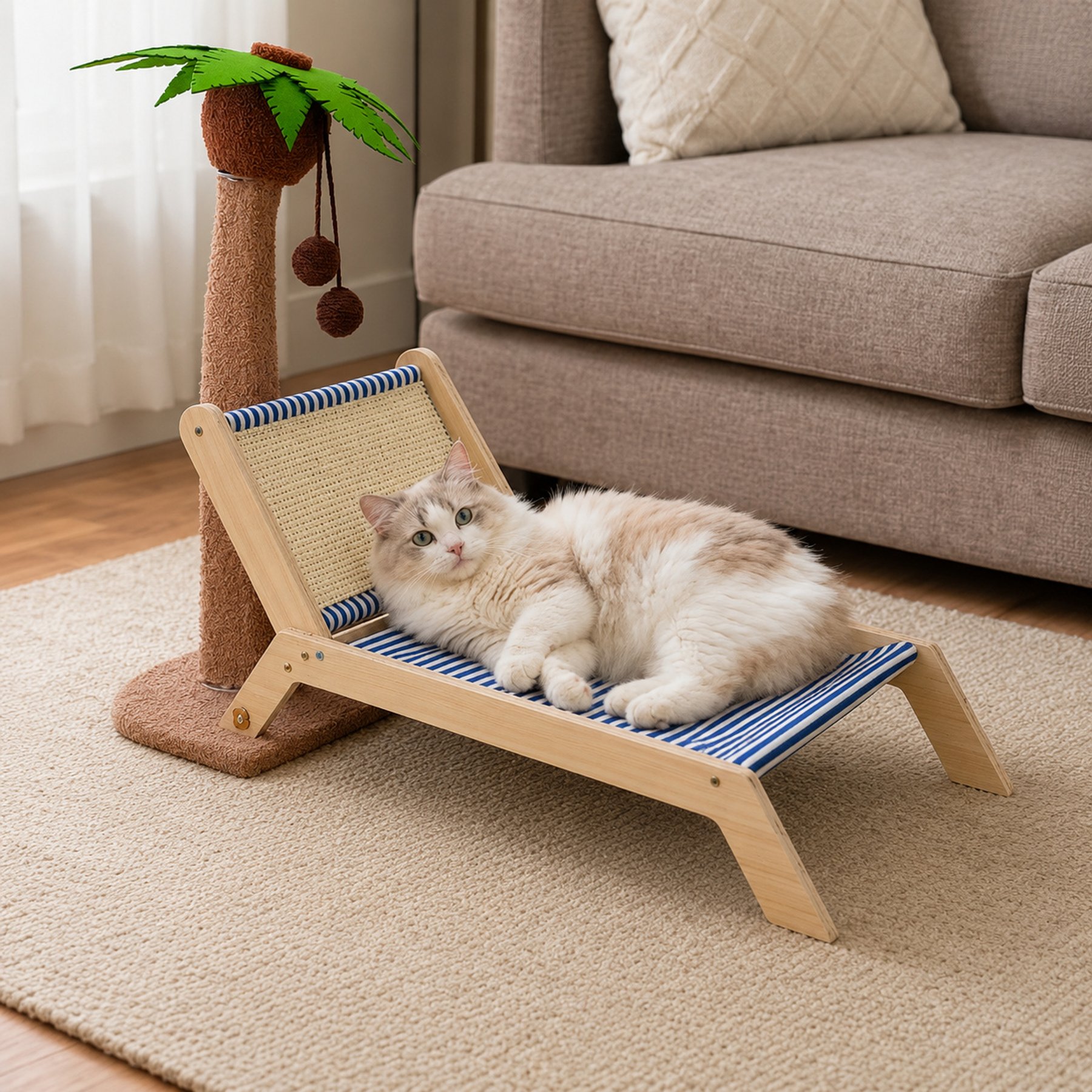 NonoPets Natural Sisal Cat Scratching Lounge with Curved Rest Surface, 2 count