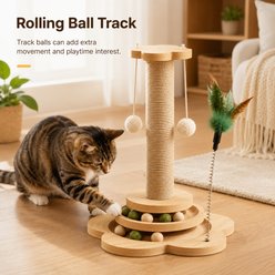 NonoPets Natural Wood Cat Scratching Post with Textured Column & Stable Base, Small slide 2 of 9