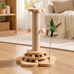 NonoPets Natural Wood Cat Scratching Post with Textured Column & Stable Base, Small