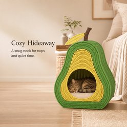 NonoPets Playful Pear-Shaped Enclosed Condo Premium Woven Rattan Cave Chew Resistant Bolster Cat Bed, 19.1 x 13 x 25.4-in slide 2 of 9