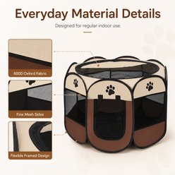 NonoPets Portable & Foldable Polyester Dog & Cat Playpen with Eight-Sided Soft Walls, Breathable Mesh Panels, Zippered Openings & Carry-Friendly Storage, Grey, Small slide 2 of 8