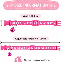 NonoPets Reflective Paw Print Cat Collar with Safety Breakaway Buckle & Bell, 12.6-in neck, 1/2-in wide, Purple slide 2 of 8