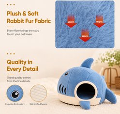 NonoPets Shark Shape Warm Covered Cat & Dog Nest Bed, Large slide 2 of 9