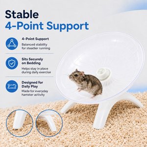 NonoPets Silent Flying Saucer Exercise Wheel Running Disc Activity Toy with Stable 4-Point Support Base for Hamsters Gerbils Mice & Small Pets, Black