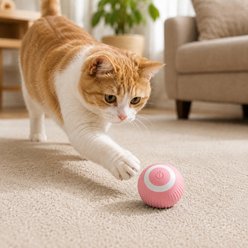 NonoPets Smart Interactive Obstacle Avoidance USB-C Rechargeable Electronic Automatic Motion Activated Rolling Ball Cat Toy, Pink