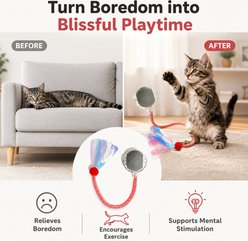 NonoPets Squeaky Ball with Feather Cat Toy, Grey slide 2 of 9