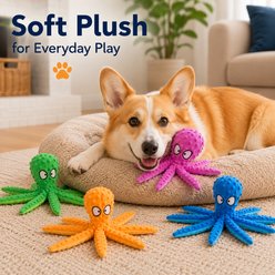 NonoPets Squeaky Octopus Crinkle Interactive Stuffed Animal Plush Dog Toys Set, 4 count slide 2 of 8