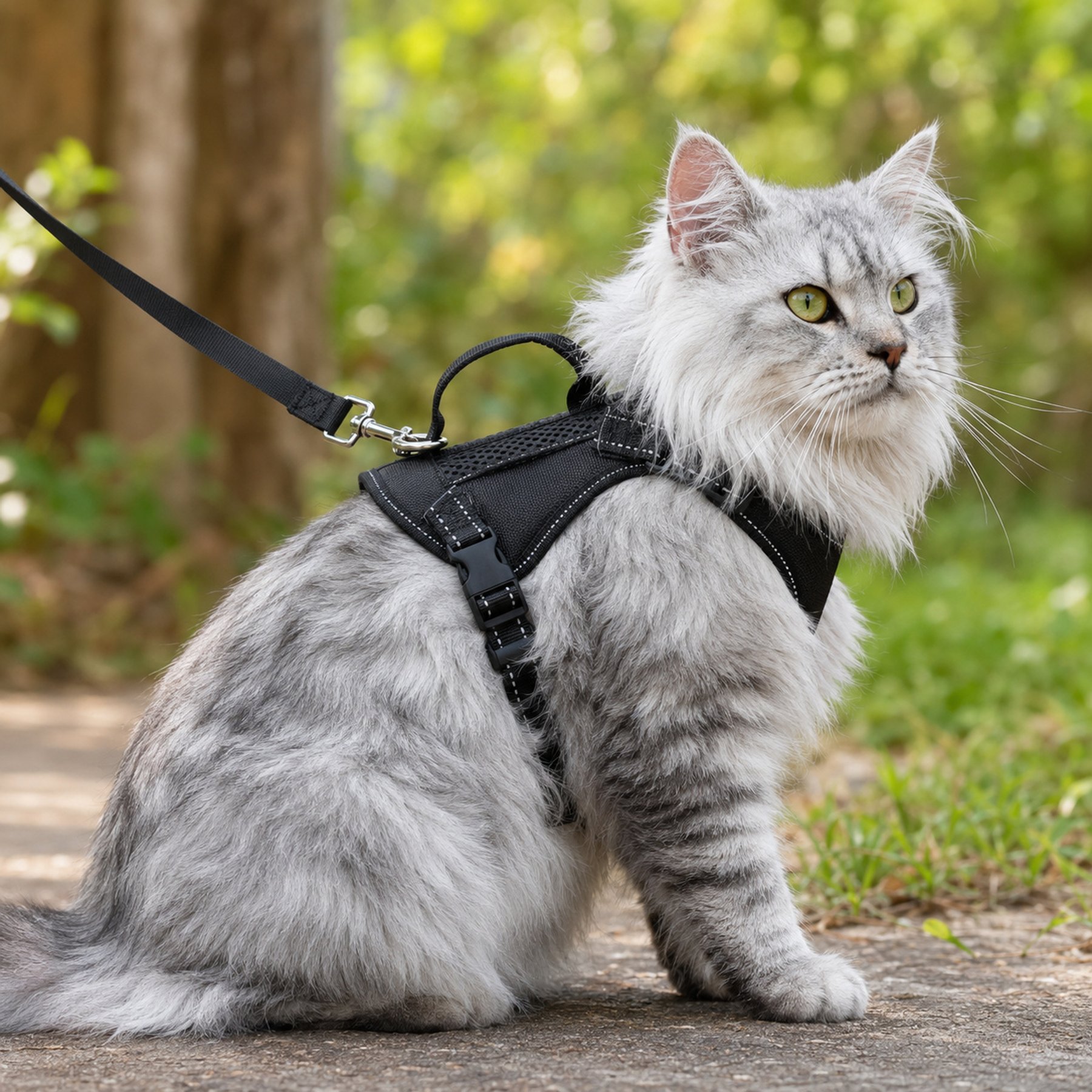 NonoPets Tailored Tactical Mesh Front Clip Dog & Cat Vest Harness with Control Handle, Black, Medium: 14.2 to 17.3-in chest