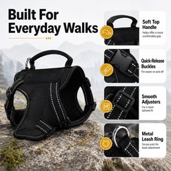 NonoPets Tailored Tactical Mesh Front Clip Dog & Cat Vest Harness with Control Handle, Black, Medium: 14.2 to 17.3-in chest slide 2 of 8