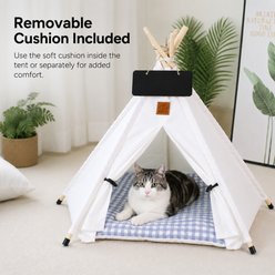 NonoPets Teepee Tent Indoor House with Cushion & Roll-Up Entrance Flap Covered Dog & Cat Bed, Black slide 2 of 9
