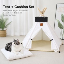 NonoPets Teepee Tent Indoor House with Cushion & Roll-Up Entrance Flap Covered Dog & Cat Bed, Blue slide 2 of 9