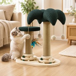 NonoPets Tropical Palm Tree 20-in Hemp Activity Center Tower Ball-Track Sisal-Scratching Cat Tree slide 1 of 9