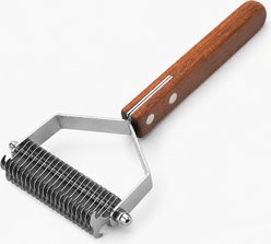 NonoPets Two-Sided Stainless Steel Undercoat Rake with Rounded Teeth Dog Comb, Medium