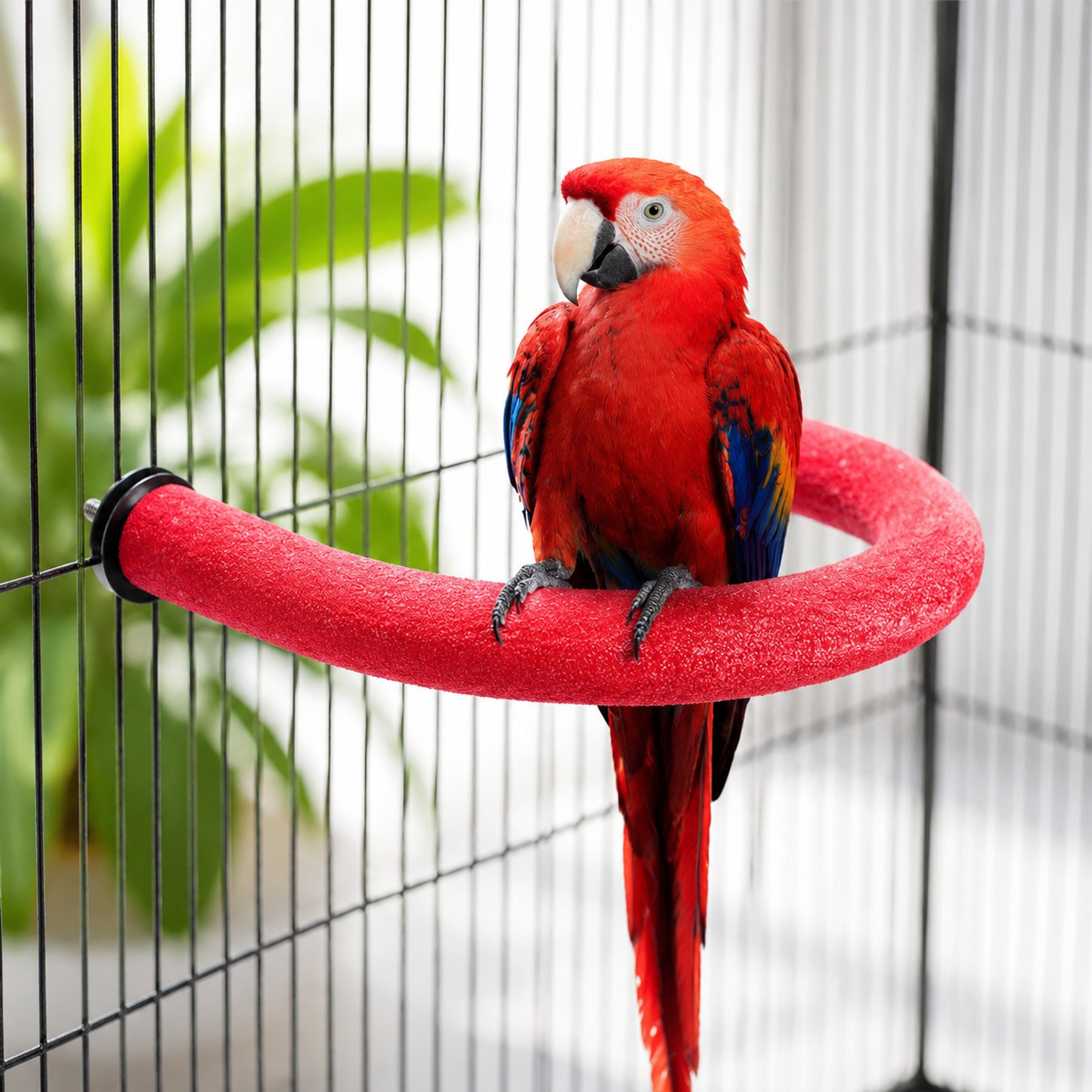 NonoPets U-Shaped Quartz Large 10-in Non-Slip Pedicure Standing Bar, Durable Nail Trimming Surface with Dual Wing-Nut Mounting Bird Grooming Perch, Red