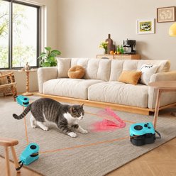NonoPets USB Rechargeable Interactive Chase Adjustable Speed LCD Display Electronic Robot Remote Control Dog & Cat Toy, Blue slide 1 of 9