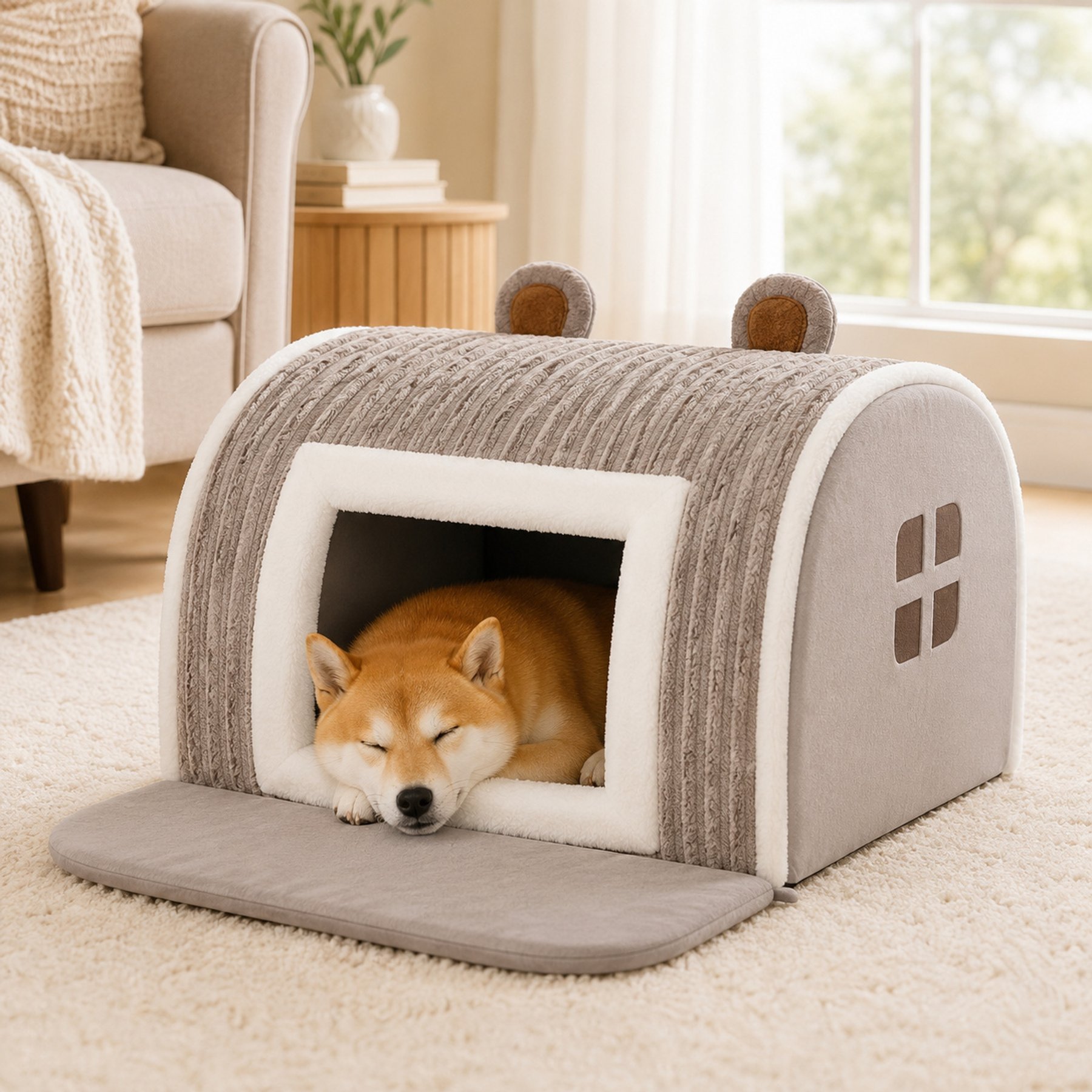 NonoPets Warm Enclosed Dog & Cat House Bed, Grey, XX-Large