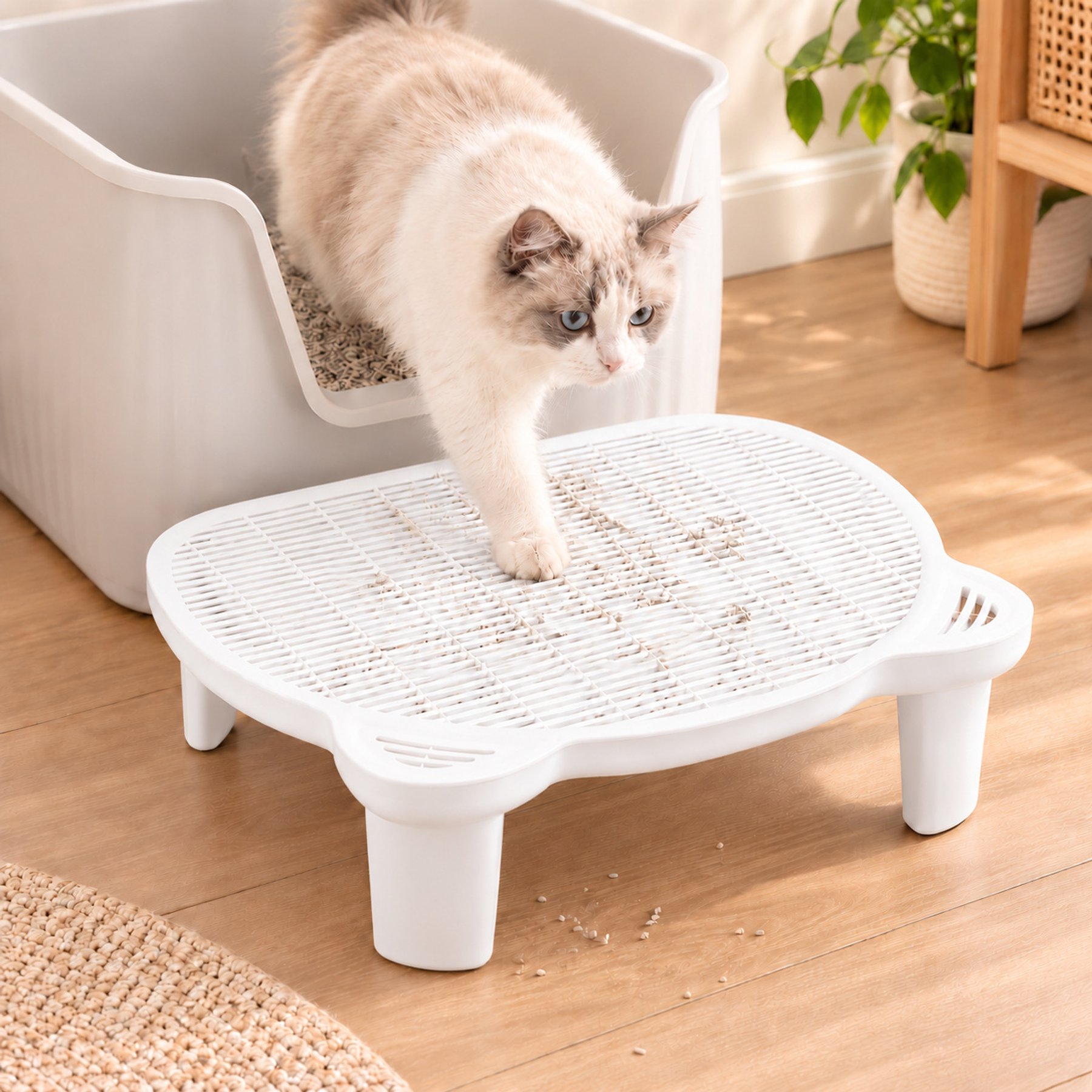 NonoPets Washable Double Layer Leakproof Dog & Cat Litter Pad, White, Medium