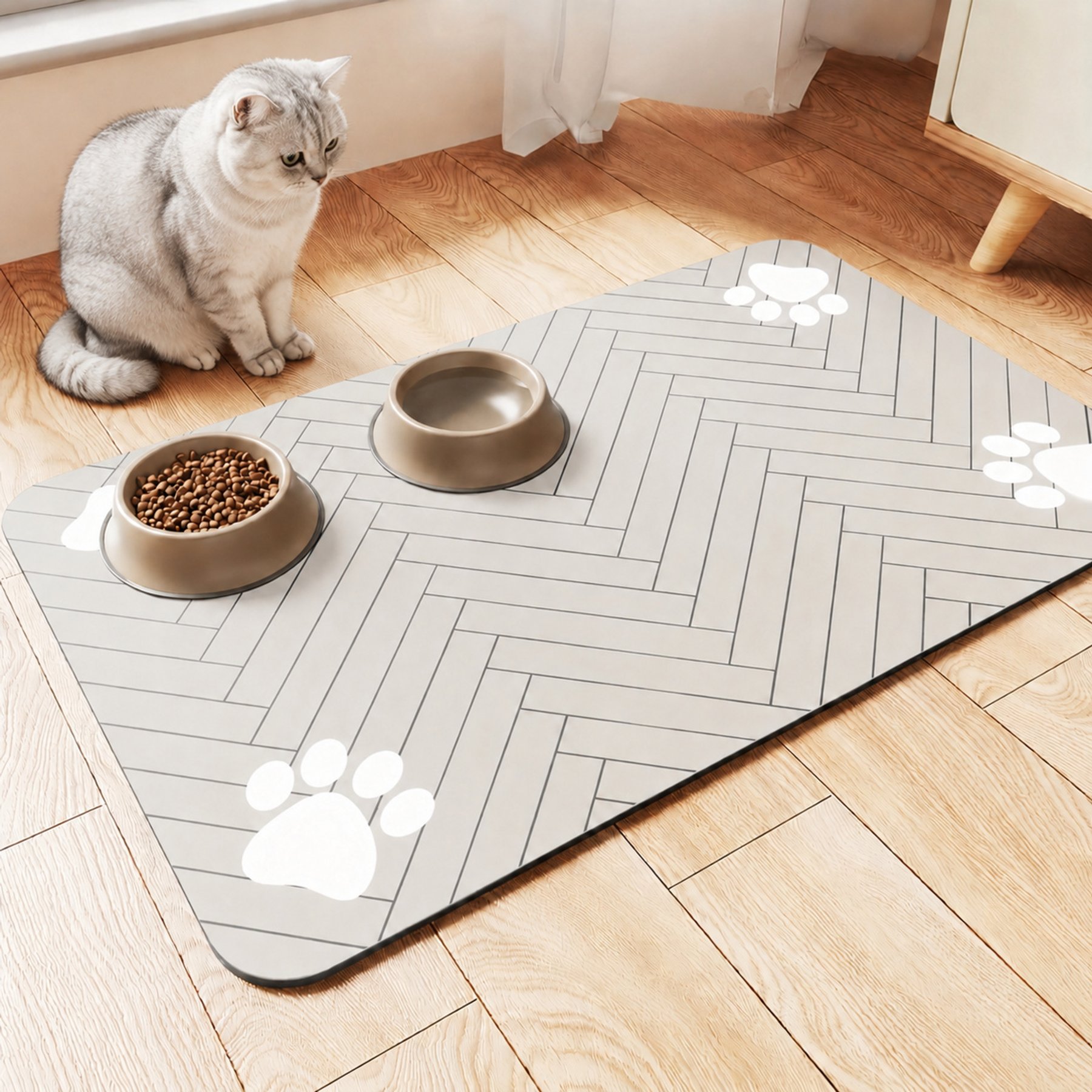 NonoPets Waterproof Non-Slip Dog & Cat Placemat, Gray, 11.8 x 19.7-in
