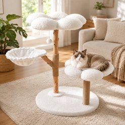 NonoPets Wood Multi-Level Cat Climbing Tower with Sisal Scratching Texture, White