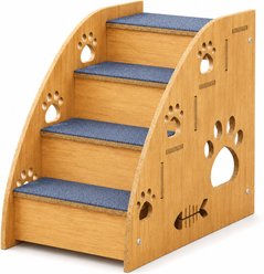NonoPets Wooden Dog & Cat Stairs with Gentle Ramp Support for Sofas & Beds, 4 Step