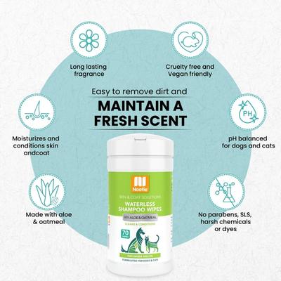 Show full view: Nootie Cucumber Melon Dog & Cat Waterless Shampoo Wipes, 70 count slide 3 of 7
