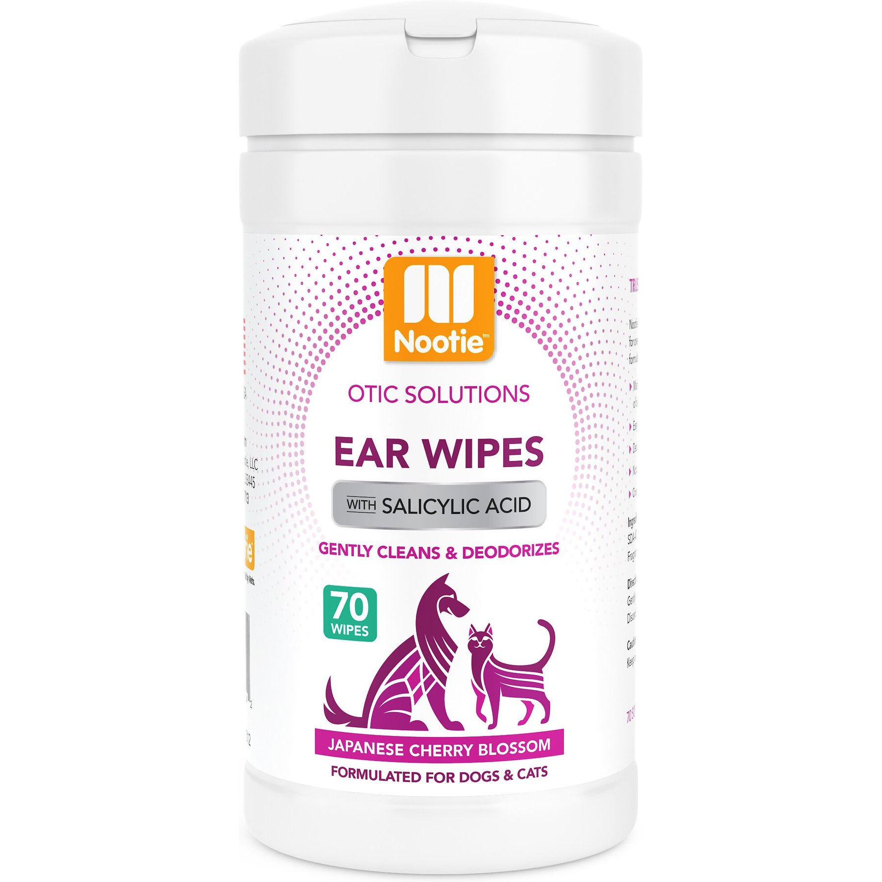 Nootie Japanese Cherry Blossom Dog & Cat Ear Wipes, 70 count