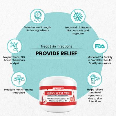 Show full view: Nootie Medicated Antimicrobial Dog Ear & Skin Wipes, 60 count slide 4 of 7