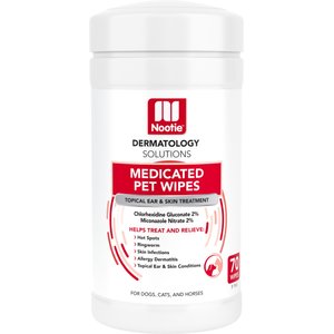 Nootie Medicated Antimicrobial Dog Ear & Skin Wipes, 70 count