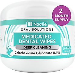 Nootie Oral Solutions Medicated Dog Dental Wipes, 60 Count